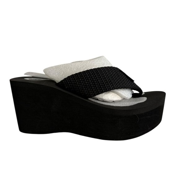 SODA Black Flip-Flop High Platform Wedge Sandals • Size 6 • NEW (No Box) - Picture 3 of 7